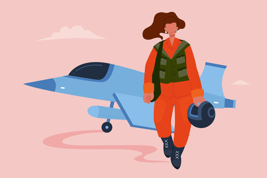 Female fighter pilot at work