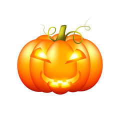 Halloween pumpkin. Carved lantern pumpkin isolated on white background.