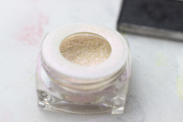 Mother-of-pearl shadows in a jar. Macro