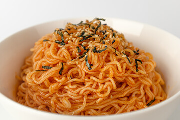Bibim Ramen on a white background