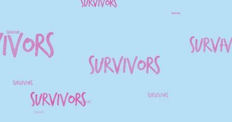 Composition of multiple survivors text on blue background