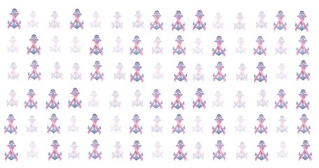 Composition of pink ribbon anchor logo and breast cancer text on white background
