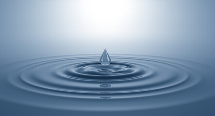 Splash on the water surface with a drop. 3D illustration