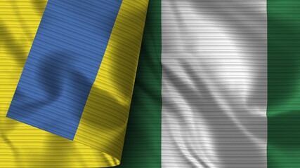 Nigeria and Ukraine Realistic Flag – Fabric Texture 3D Illustration