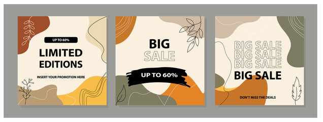 Abstract template for promotion sale. Able to use for social media posts, cover, brochure, banners design, web or internet ads.