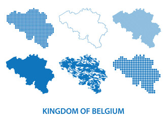 map of Kingdom of Belgium - vector set of silhouettes in different patterns