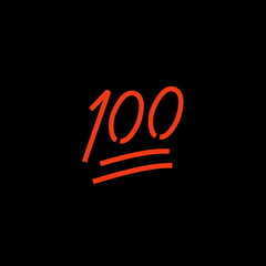 100 emoji neon sign vector illustration