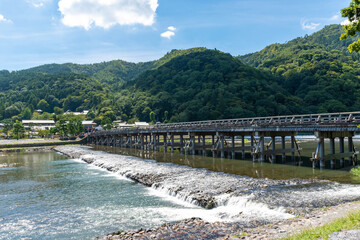 Fototapeta na wymiar Japan Kyoto Arashiyama togetsukyo bridge