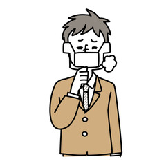 咳をしているマスクの男性
