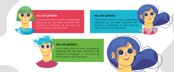 Bulles de conversation personnage universel sourire illustration communication discussion encart texte mise en avant coloré joyeux dessin animé vectoriel jeunesse ado adolescent