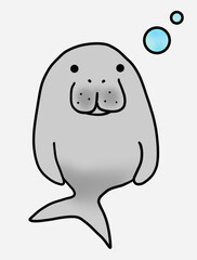 正面からのジュゴンのイラスト
