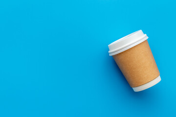 Paper cup for take away coffee. Top view