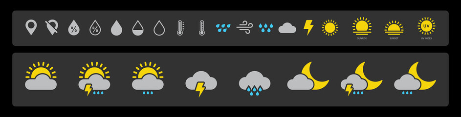 Weather icons set in line style, Weather isolated on white background. Clouds logo and sign, vector illustration.