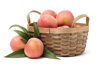 ripe peach on white background