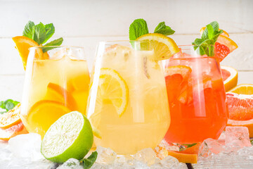 Set of various lemonades