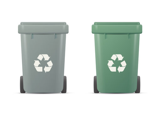 Recycle bin garbage containers. Colored illustration. Isolated on white background.