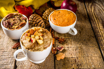 Traditional Autumn Cakes in Microwave Mug Pies