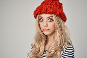 pretty woman winter red hat fashion charm studio