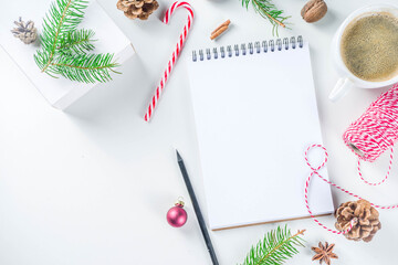 Christmas and New Year background with empty notepad