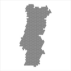 Obraz premium Portugal country map made with bitcoin crypto currency logo