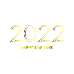 Happy new year 2022 year of golden number typography flat design vector illustration isolated white background.