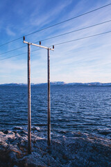 high voltage line on the Norwegian coast