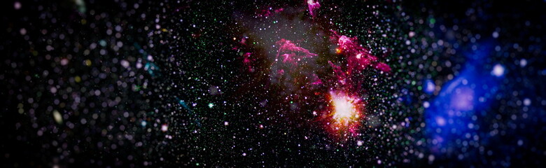 abstract background with night sky and stars. Panorama view universe space shot of milky way galaxy...