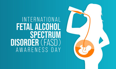 International Fetal alcohol spectrum disorder awareness day (FASD) is observed every year on September 9, in recognition of the importance of alcohol free pregnancy. Vector illustration