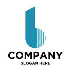 initial letter B logo with abstract building vector graphic