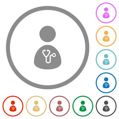Doctor flat icons with outlines