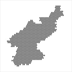 Obraz premium North Korea country map made with bitcoin crypto currency logo
