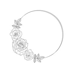 Rose flower bouquet line art isolated