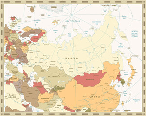 Eurasia Map Retro Color