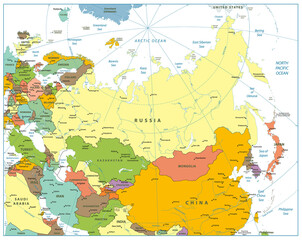 Eurasia political map isolated on white