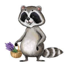 Character illustration. Cute raccoon 