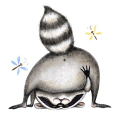Obraz premium Character illustration. Cute raccoon 