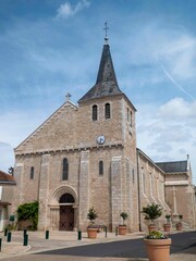 Fototapeta na wymiar The Church of Saint Marie-Madeleine dates from 1895 in Lussac Les Chateaux France l’église Sainte Marie-Madeleine