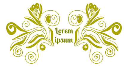 Abstract colorful floral curly element for design, swirl, curl, divider. Fantasy thin line curly shapes. Card with flowers. logo.