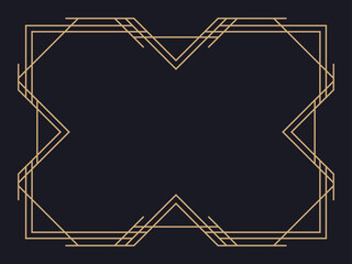Fototapeta na wymiar Art deco frame. Vintage linear border. Design a template for invitations, leaflets and greeting cards. Geometric golden frame. The style of the 1920s - 1930s. Vector illustration