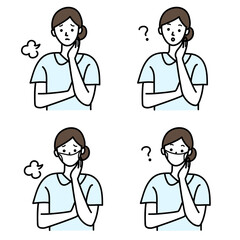 看護師の上半身ポーズベクターセット