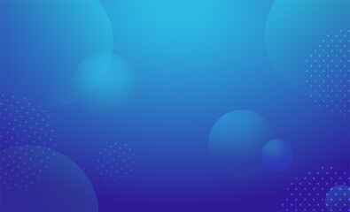 Abstract blue wide background with radial blurred gradient, transparent light blue spheres and circles made of light dots. Abstract illustration for wallpaper, slide backdrops and web sites