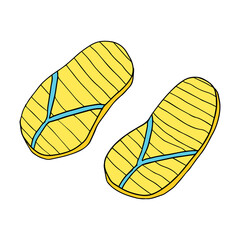 Abstract doodle rubber sandals for a beach or pool isolated on white background.