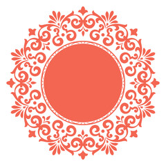 Decorative frame Elegant vector element for design in Eastern style, place for text. Floral pink and white border. Lace illustration for invitations and greeting cards