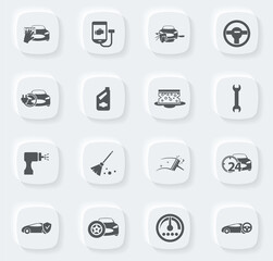 Car shop icons set
