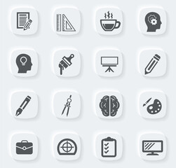 Creative process icons set