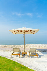Beach chair with nice blue sky