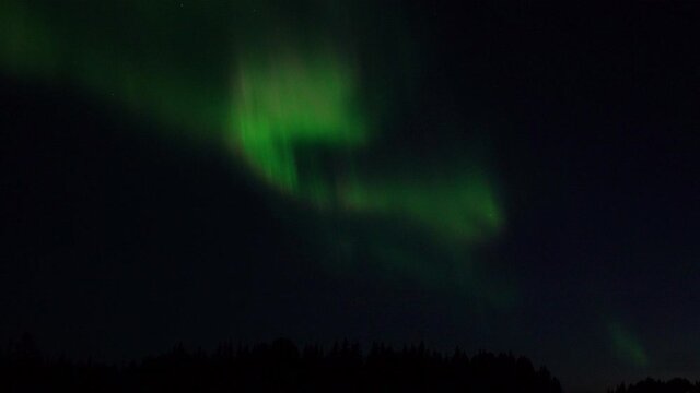 Northern lights real time scene in Kiruna, Lapland, Sweden. 4K UHD