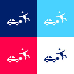 Accident blue and red four color minimal icon set