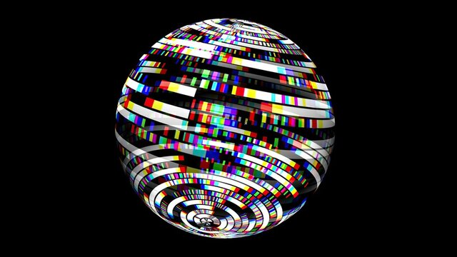 Colorful  pixels on rotating sphere