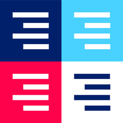 Fototapeta premium Align Right blue and red four color minimal icon set
